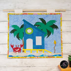Crab Cay Beach Hut Quilted Wall Hanging | Applique Wall Hanging