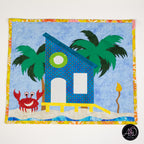 Crab Cay Beach Hut Quilted Wall Hanging | Applique Wall Hanging