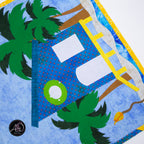 Blue & Green Beach Hut Quilted Table Runner | Applique Table Runner