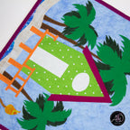Blue & Green Beach Hut Quilted Table Runner | Applique Table Runner
