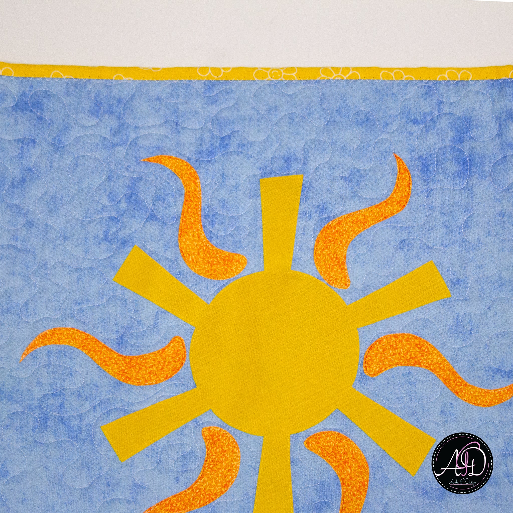 Blue & Green Beach Hut Quilted Table Runner | Applique Table Runner