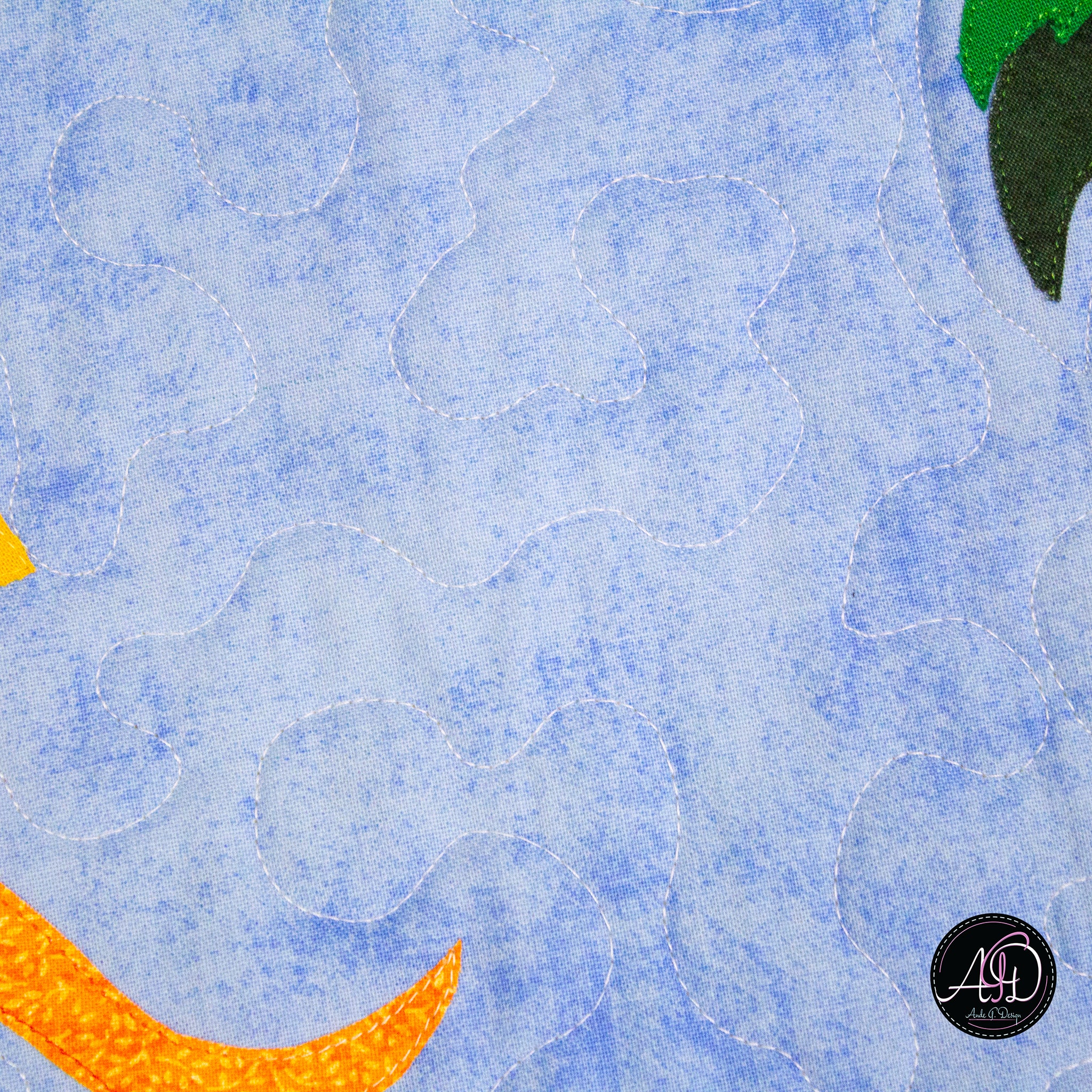Blue & Green Beach Hut Quilted Table Runner | Applique Table Runner
