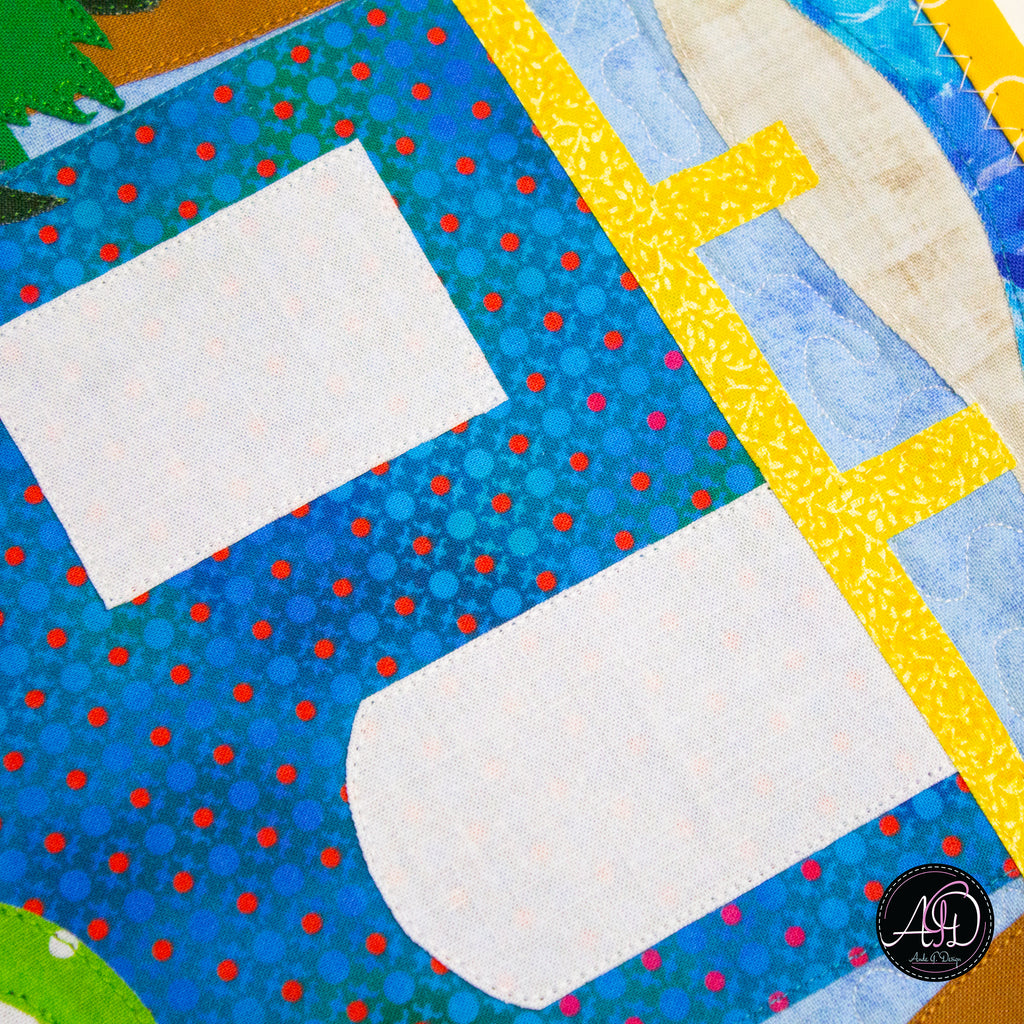 Blue & Green Beach Hut Quilted Table Runner | Applique Table Runner
