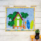 Surfboard Beach Hut Quilted Wall Hanging | Applique Wall Hanging