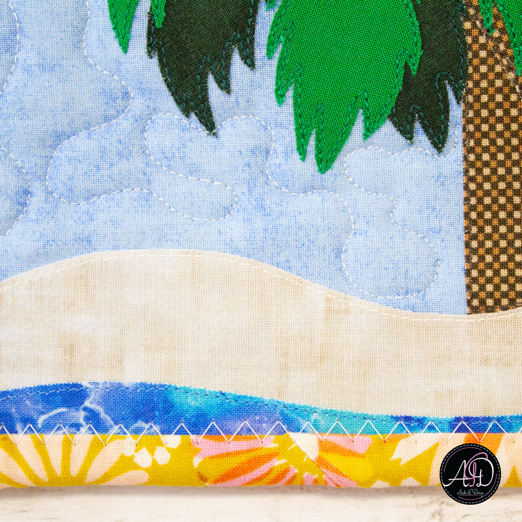 Surfboard Beach Hut Quilted Wall Hanging | Applique Wall Hanging