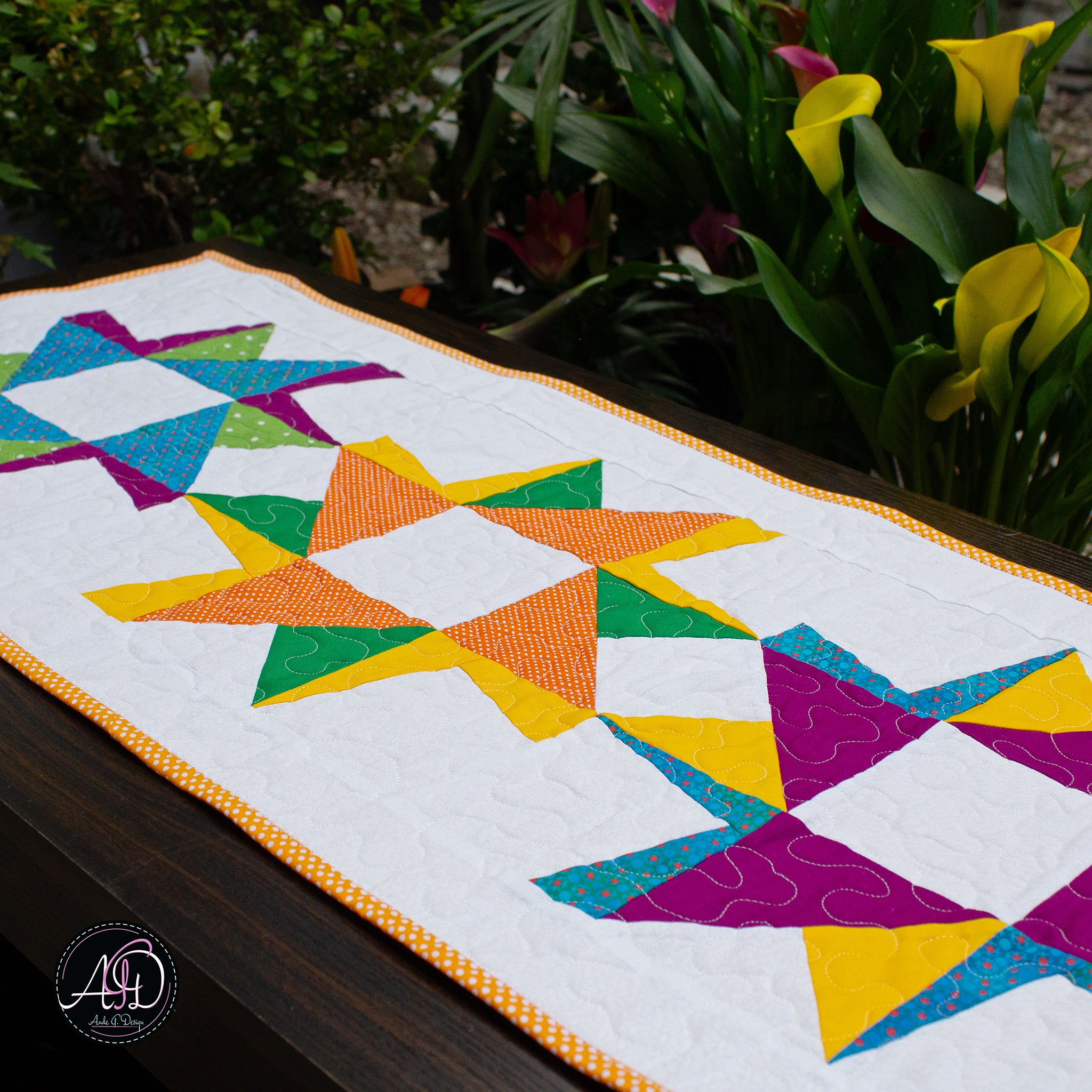 Beach Whirls Quilted Table Runner