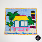 Lighthouse Beach Hut Quilted Wall Hanging | Applique Wall Hanging
