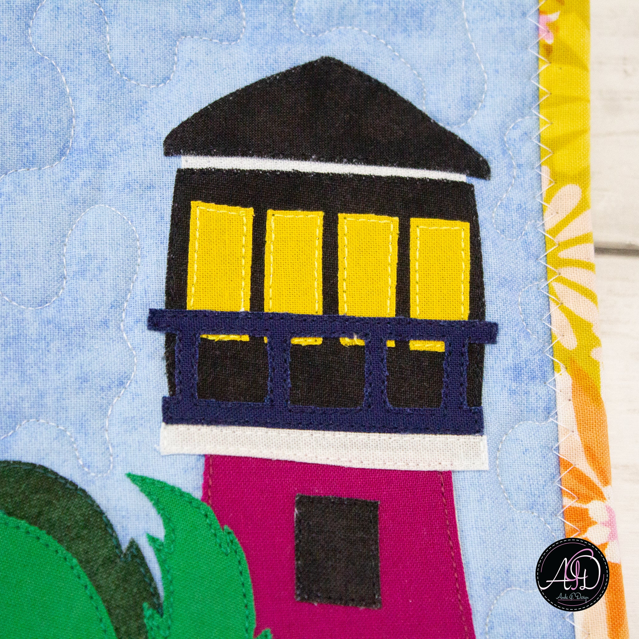 Lighthouse Beach Hut Quilted Wall Hanging | Applique Wall Hanging