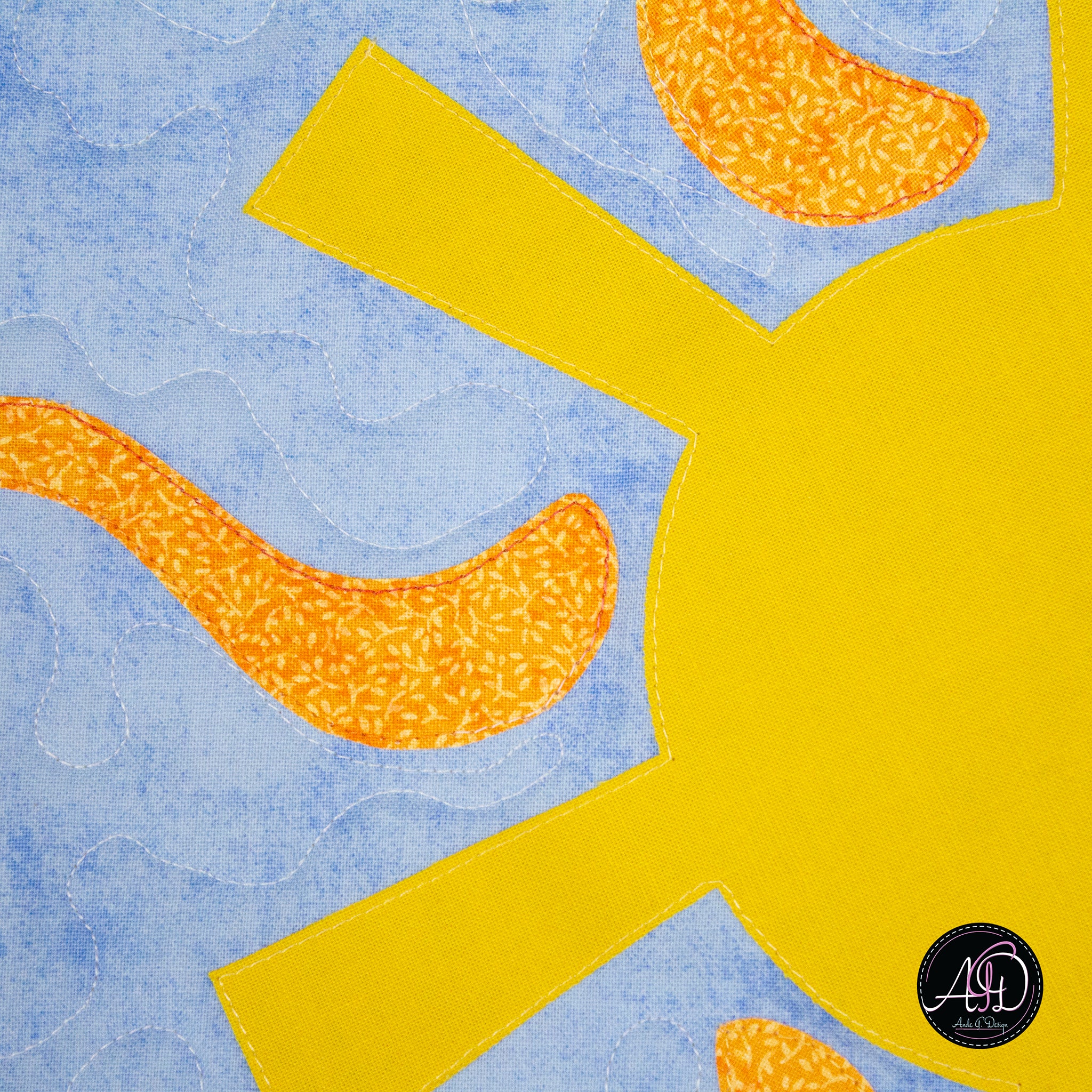Yellow & Turquoise Beach Hut Quilted Table Runner | Applique Table Runner
