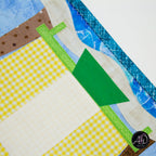 Yellow & Turquoise Beach Hut Quilted Table Runner | Applique Table Runner