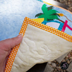Yellow & Turquoise Beach Hut Quilted Table Runner | Applique Table Runner