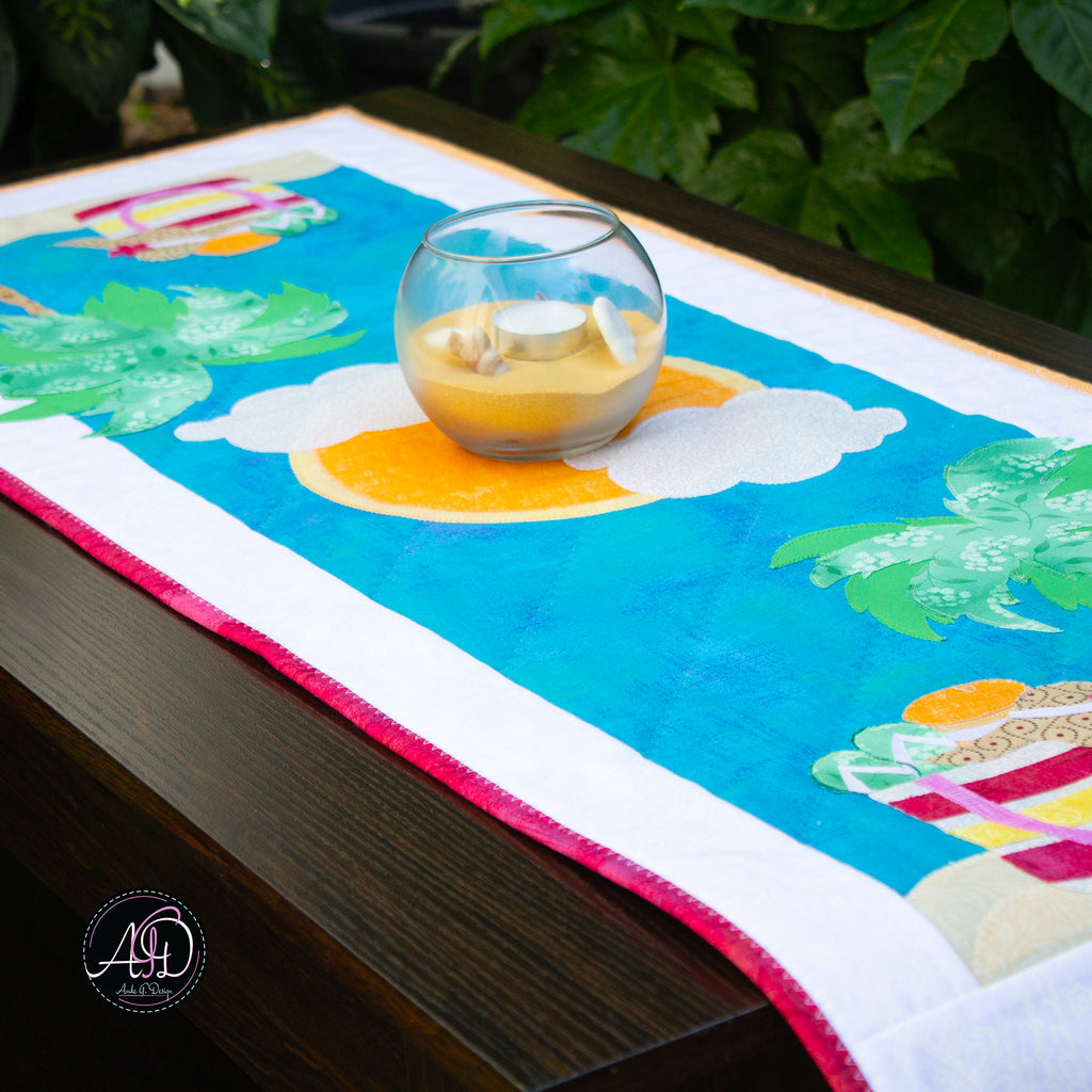 Quilted Applique Beach Bag Summer Table Runner
