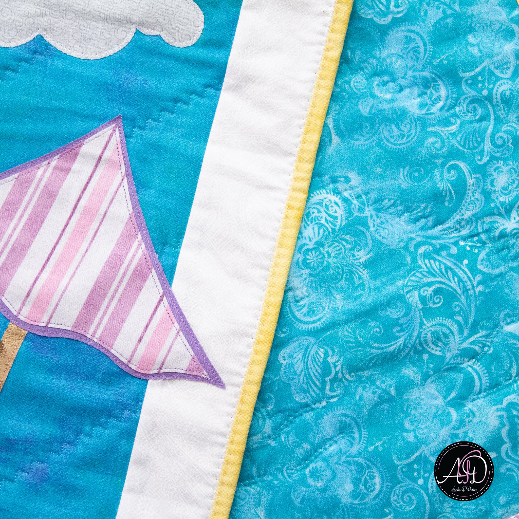 Quilted Applique Beach Day Summer Table Runner