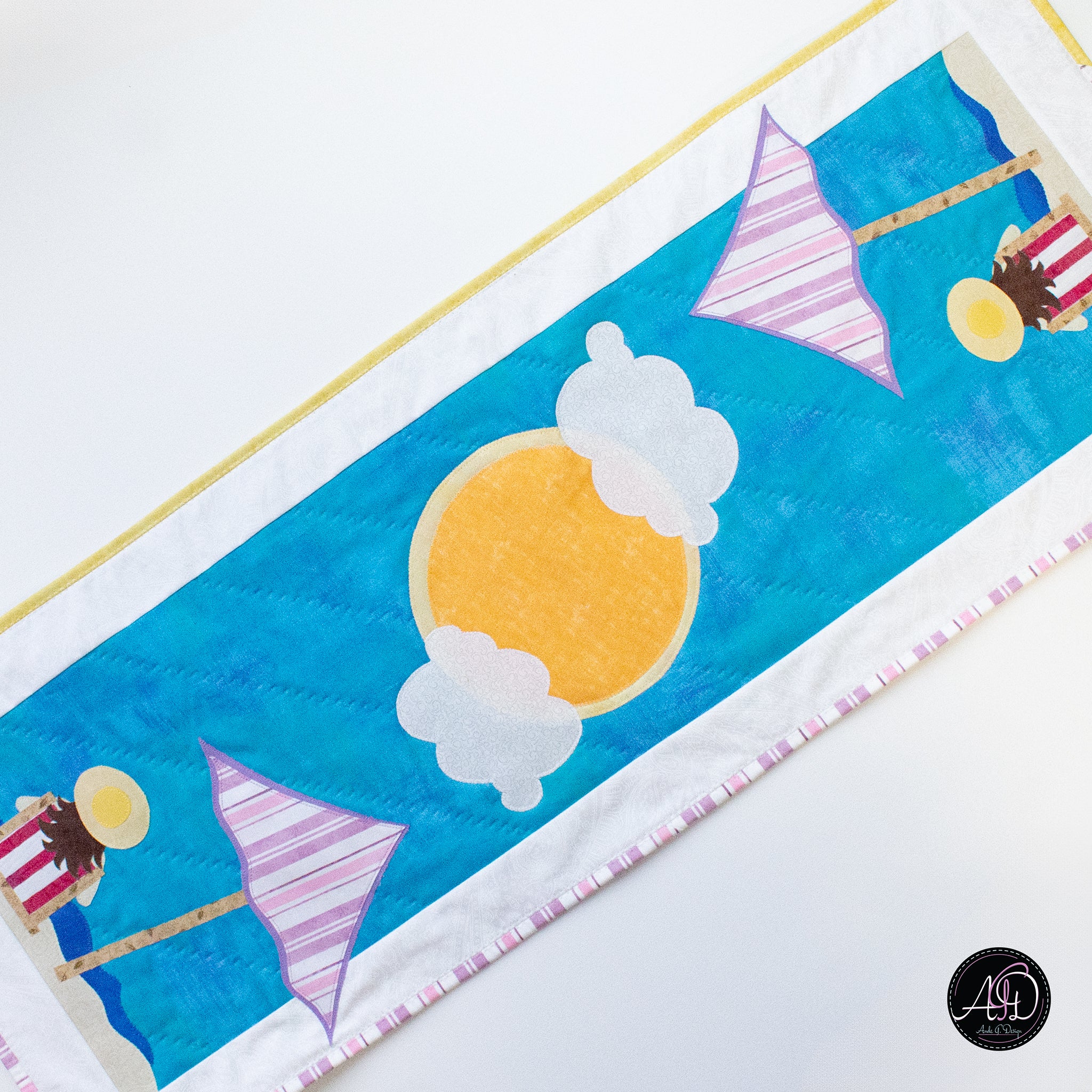 Quilted Applique Beach Day Summer Table Runner