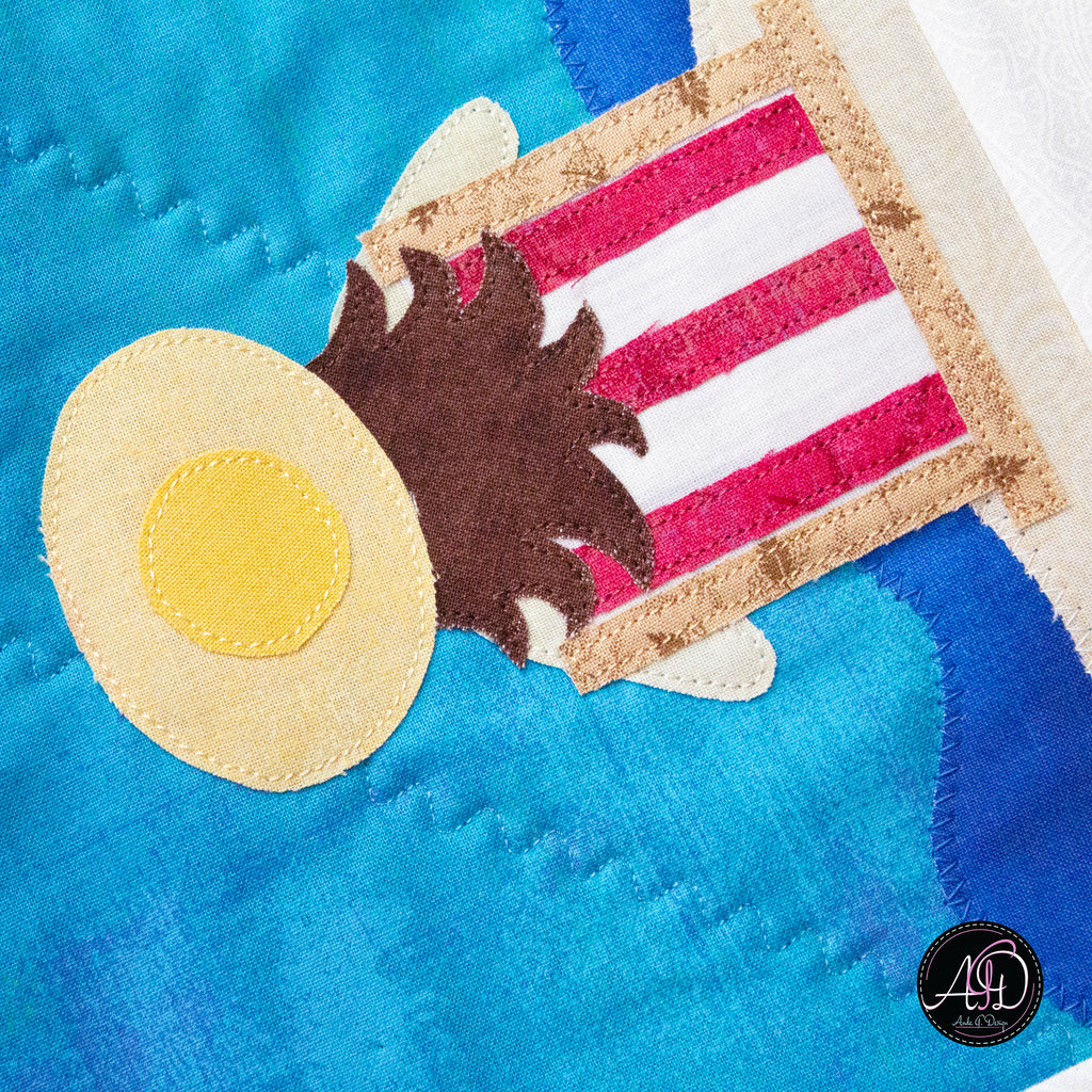 Quilted Applique Beach Day Summer Table Runner