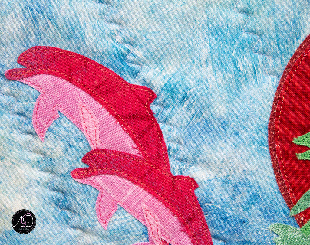 Quilted Applique Beach Cherry House Wall Hanging
