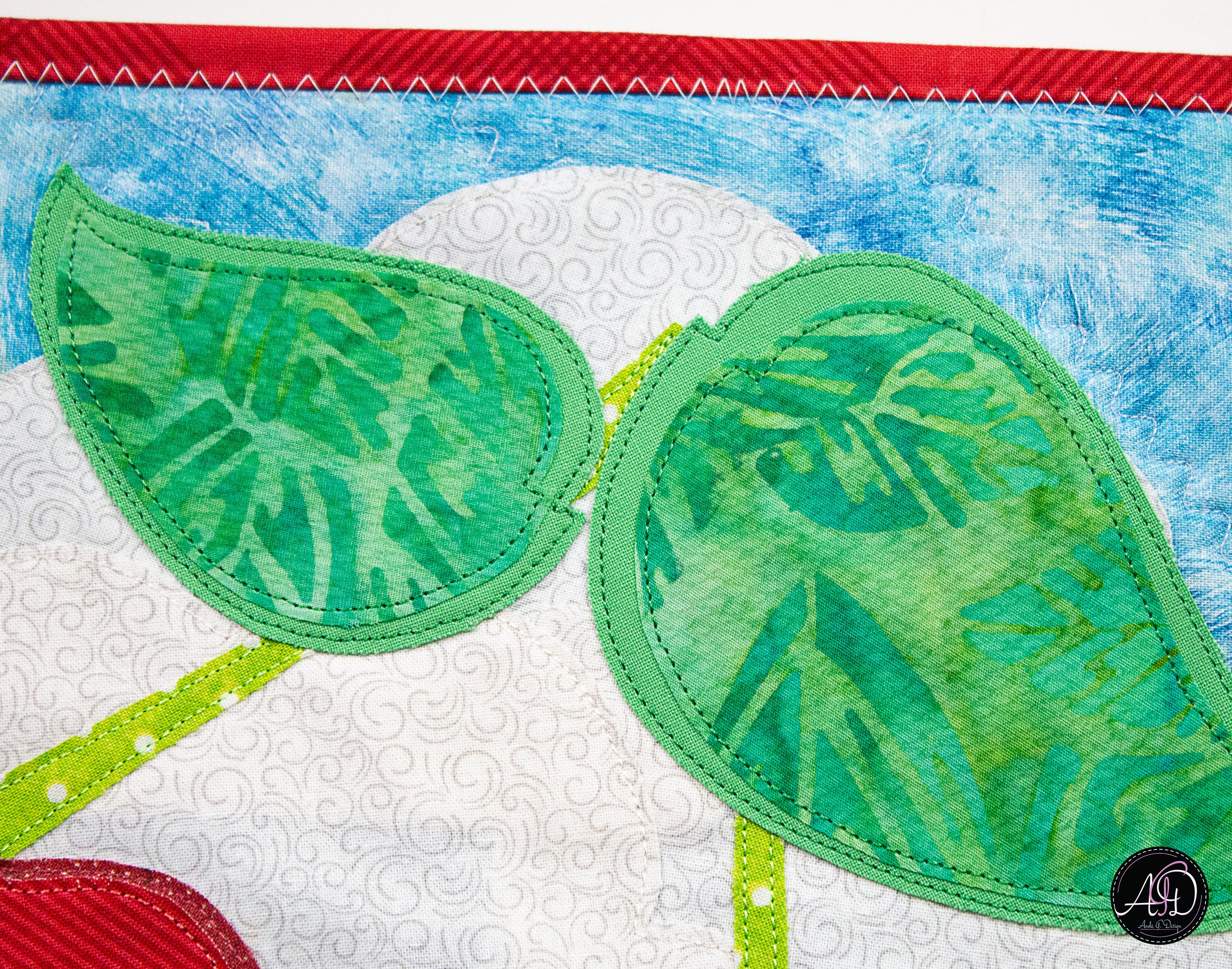 Quilted Applique Beach Cherry House Wall Hanging