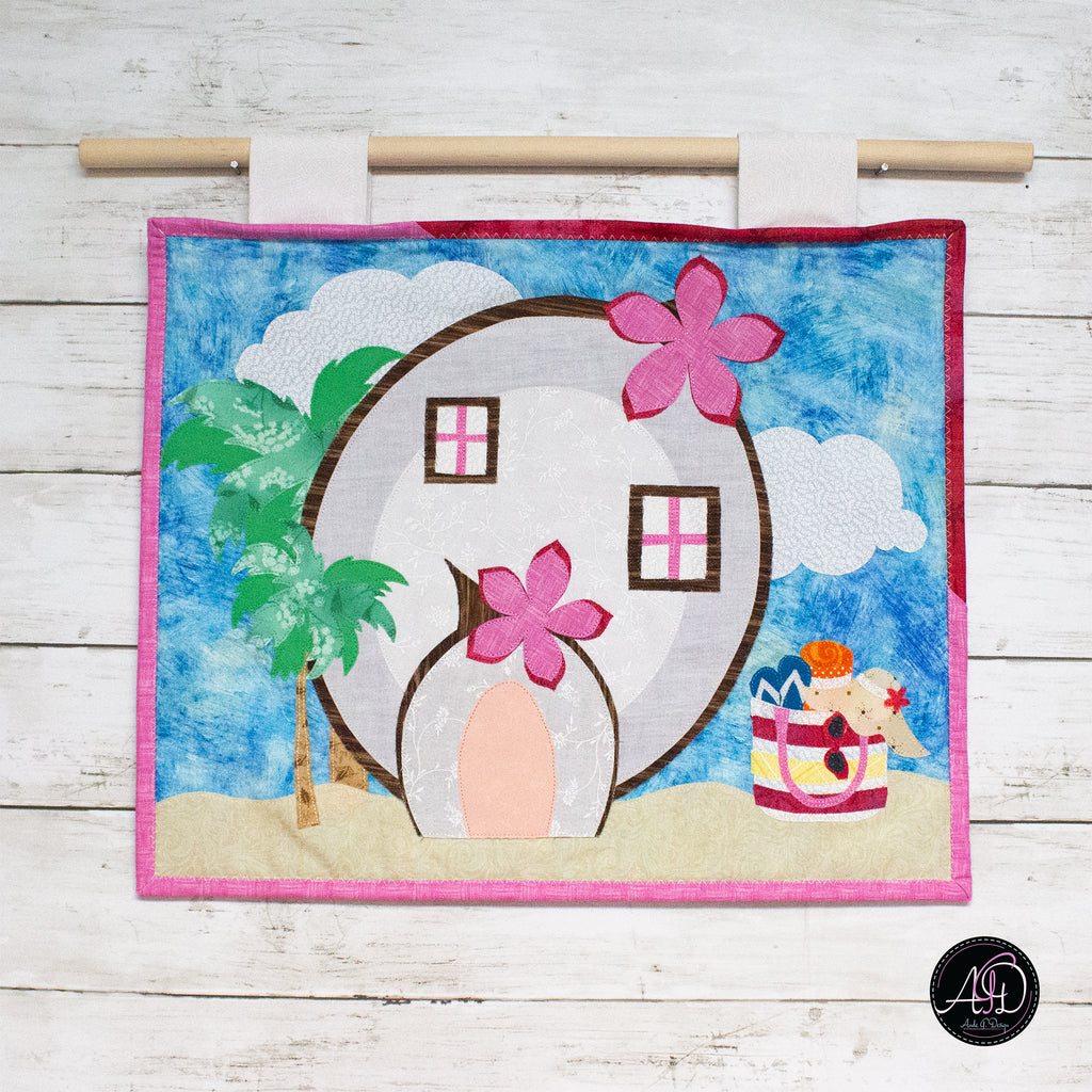 Quilted Applique Beach Coconut House Wall Hanging