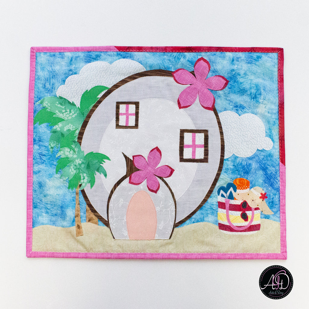 Quilted Applique Beach Coconut House Wall Hanging