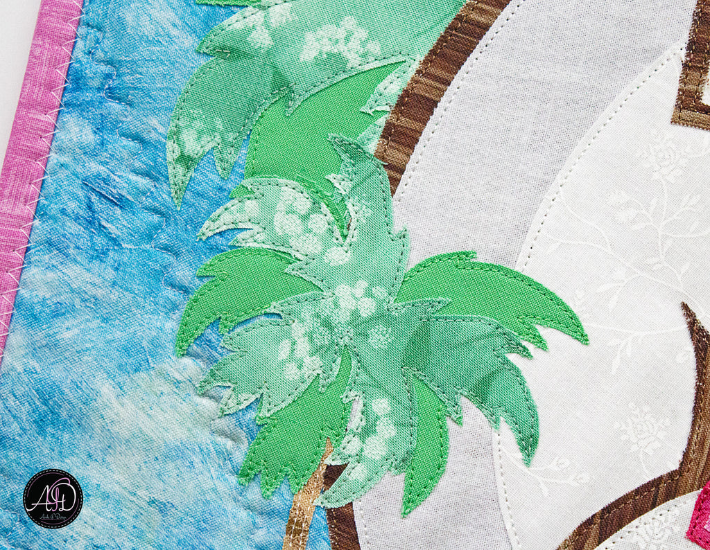 Quilted Applique Beach Coconut House Wall Hanging