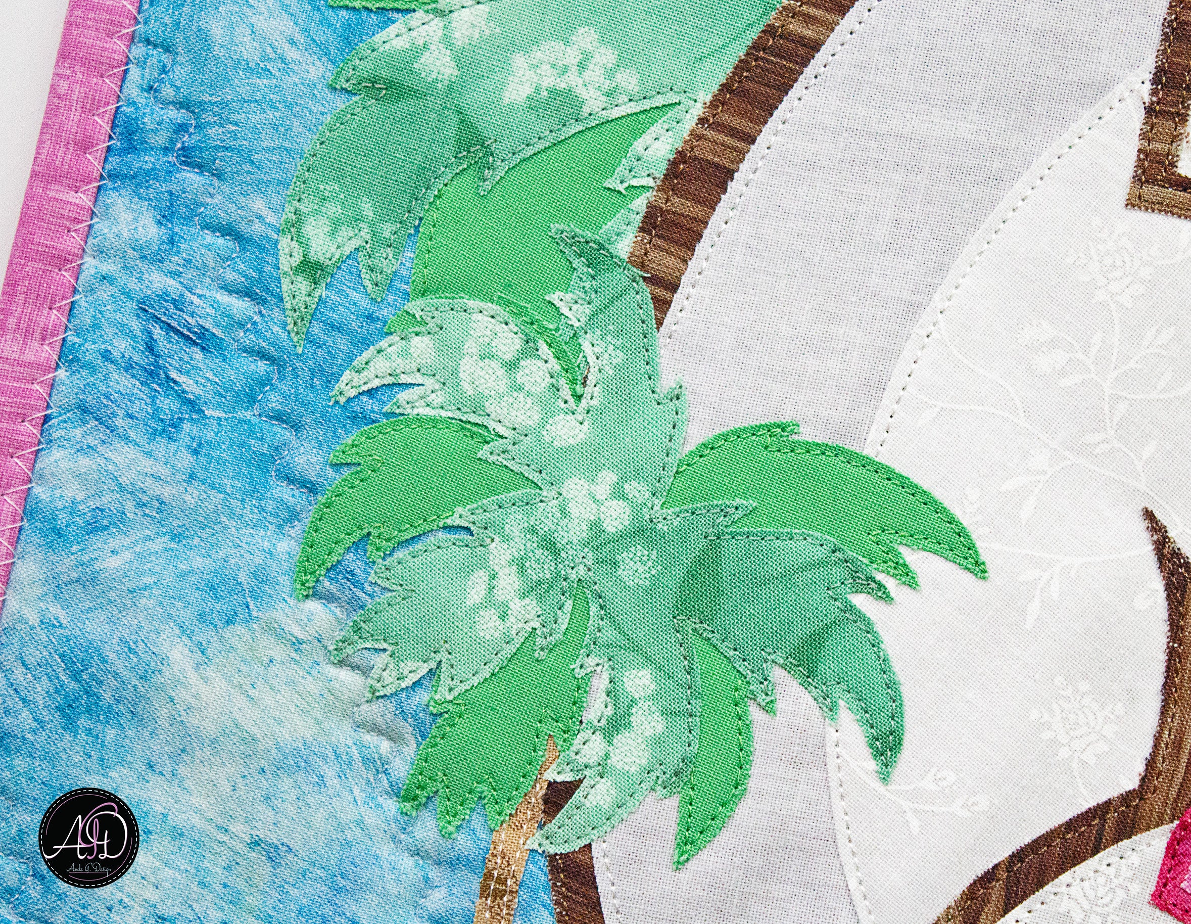 Quilted Applique Beach Coconut House Wall Hanging