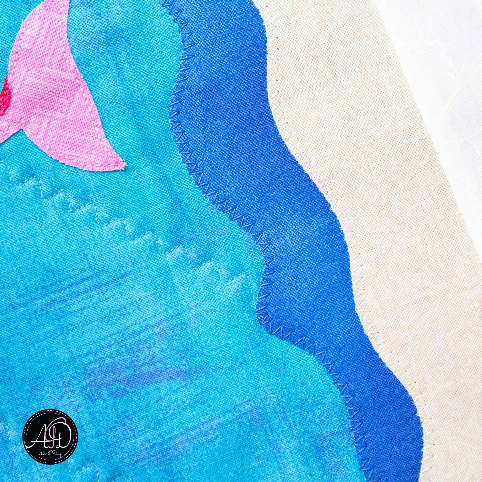 Quilted Applique Beach Dolphin Summer Table Runner