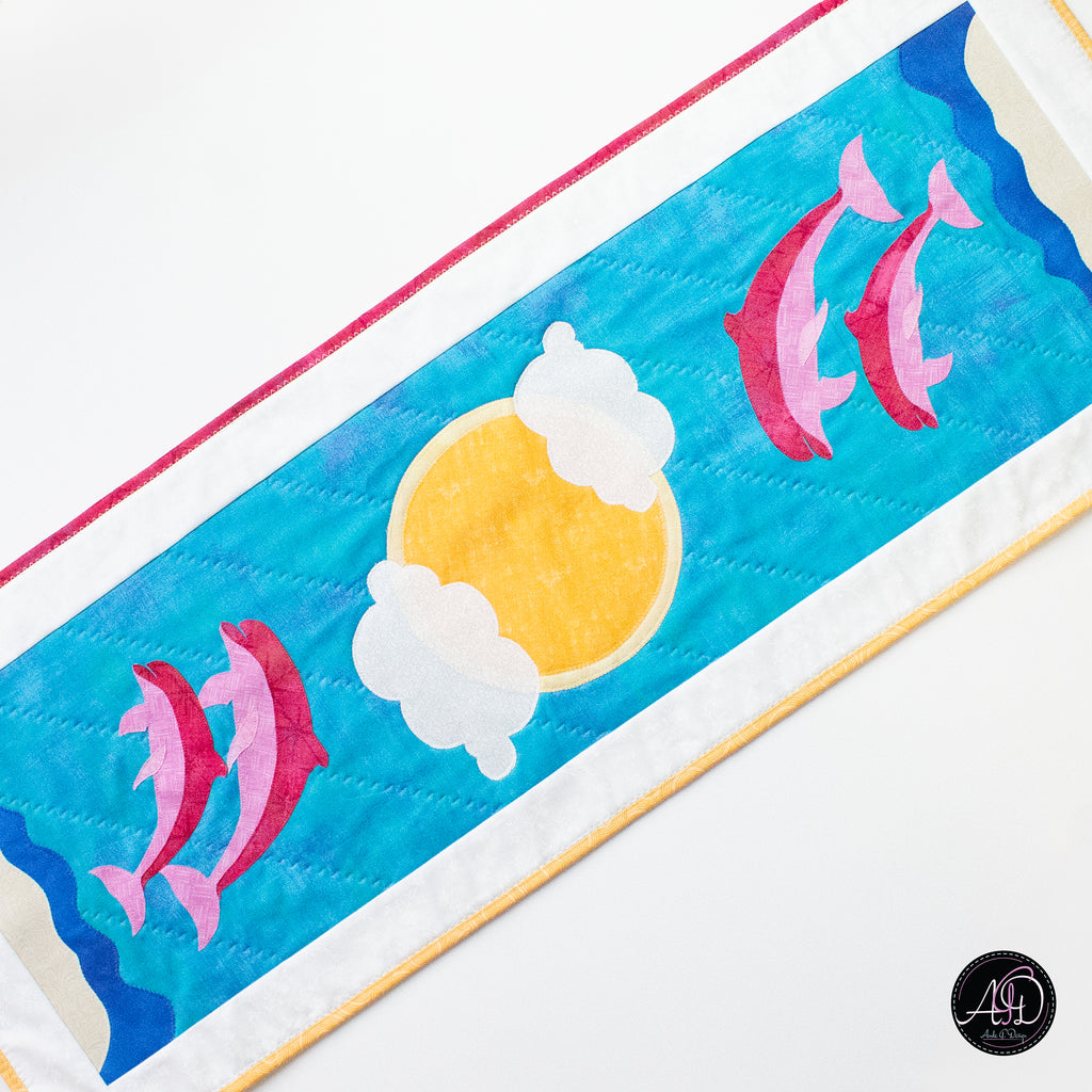 Quilted Applique Beach Dolphin Summer Table Runner
