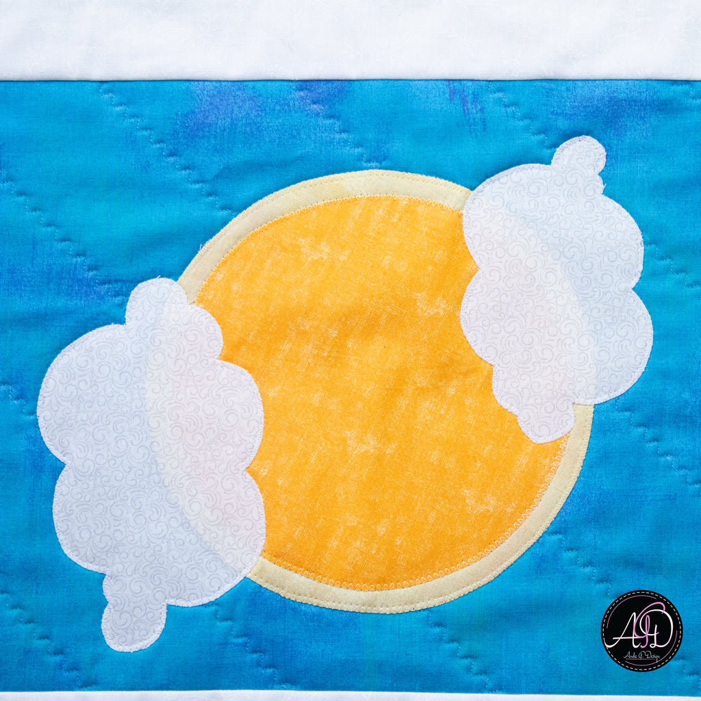 Quilted Applique Beach Dolphin Summer Table Runner