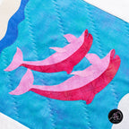 Quilted Applique Beach Dolphin Summer Table Runner