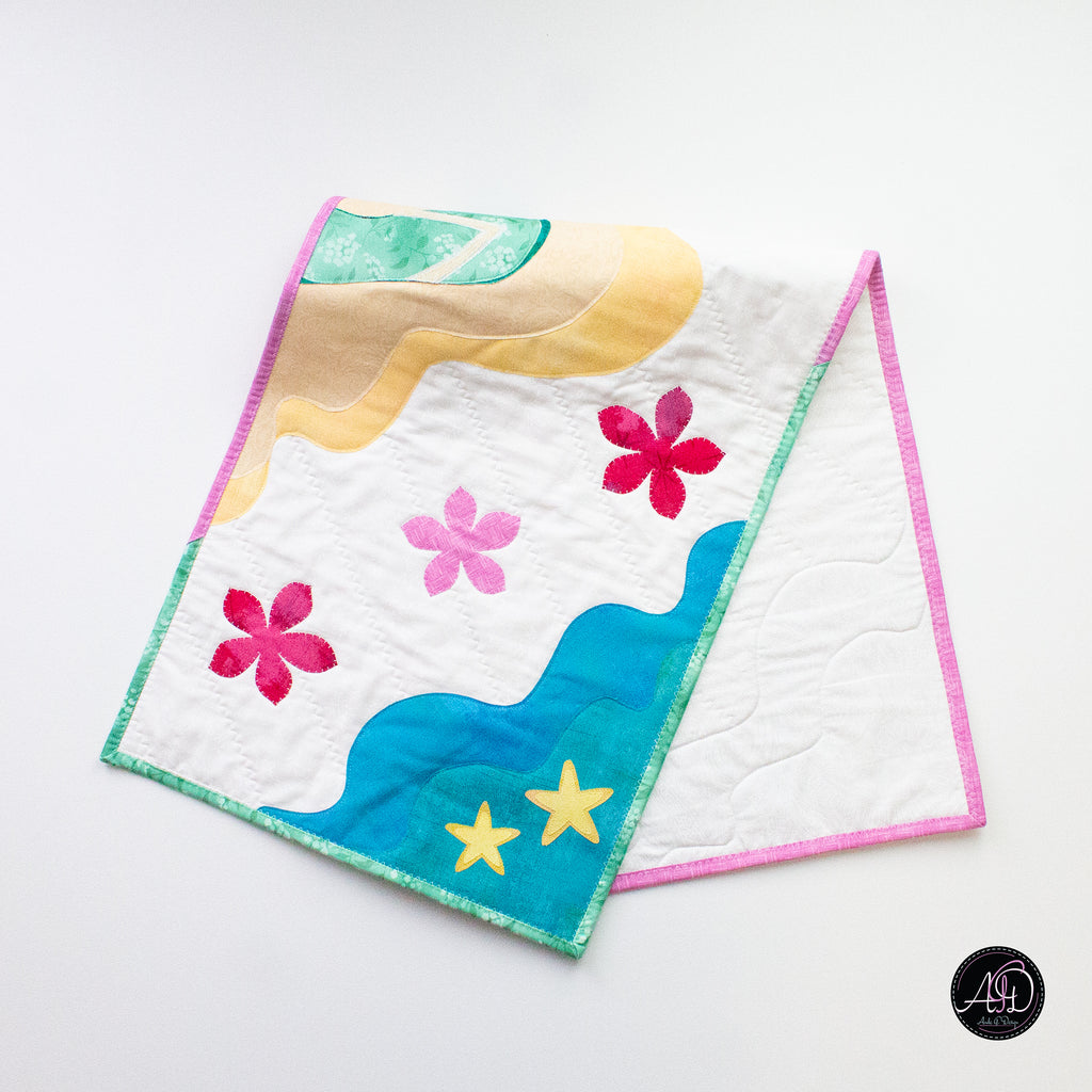 Quilted Applique Beach Flip Flop Summer Table Runner