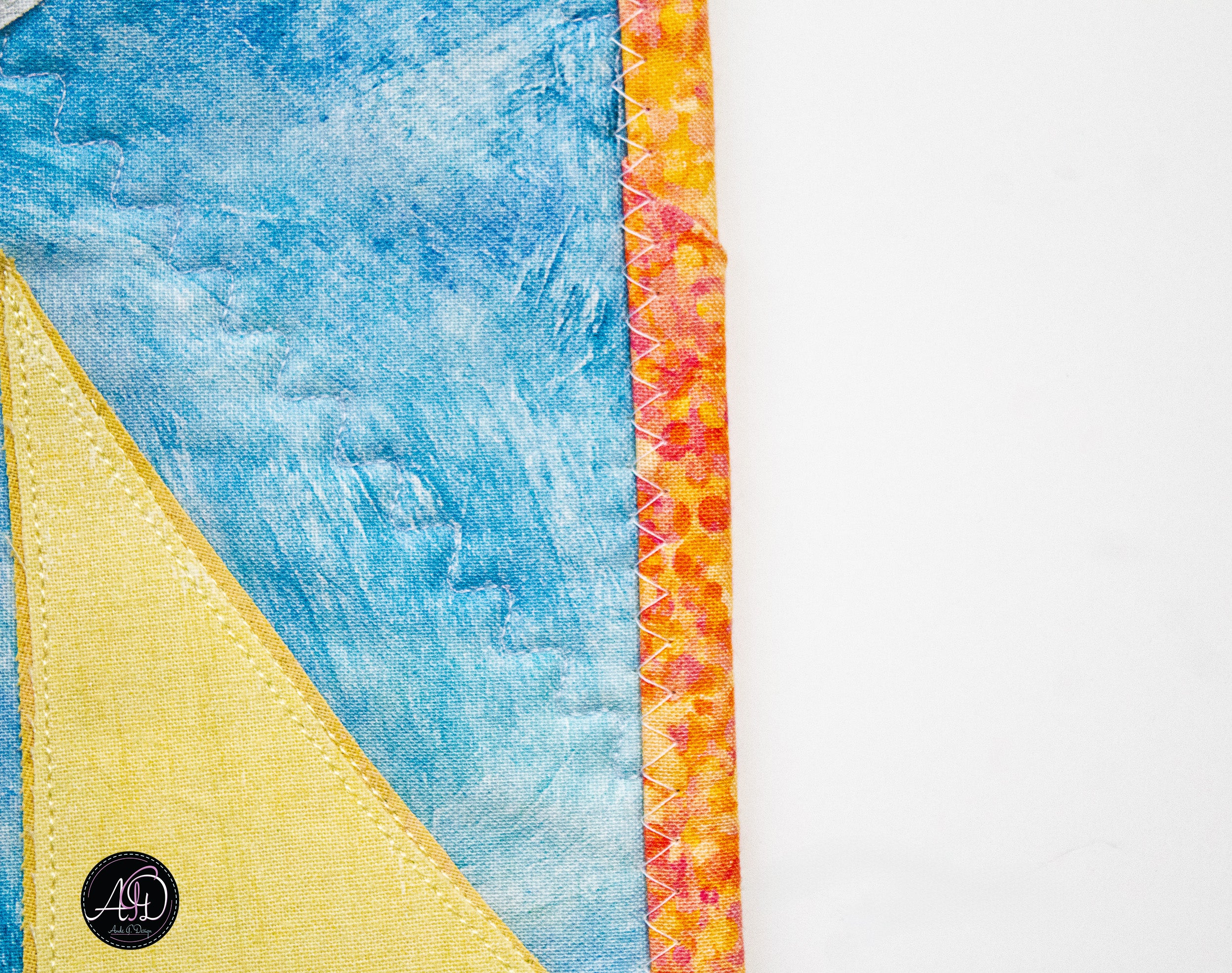 Quilted Applique Beach Orange Citrus House Wall Hanging