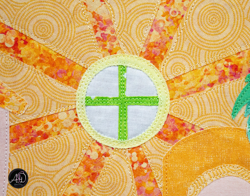 Quilted Applique Beach Orange Citrus House Wall Hanging