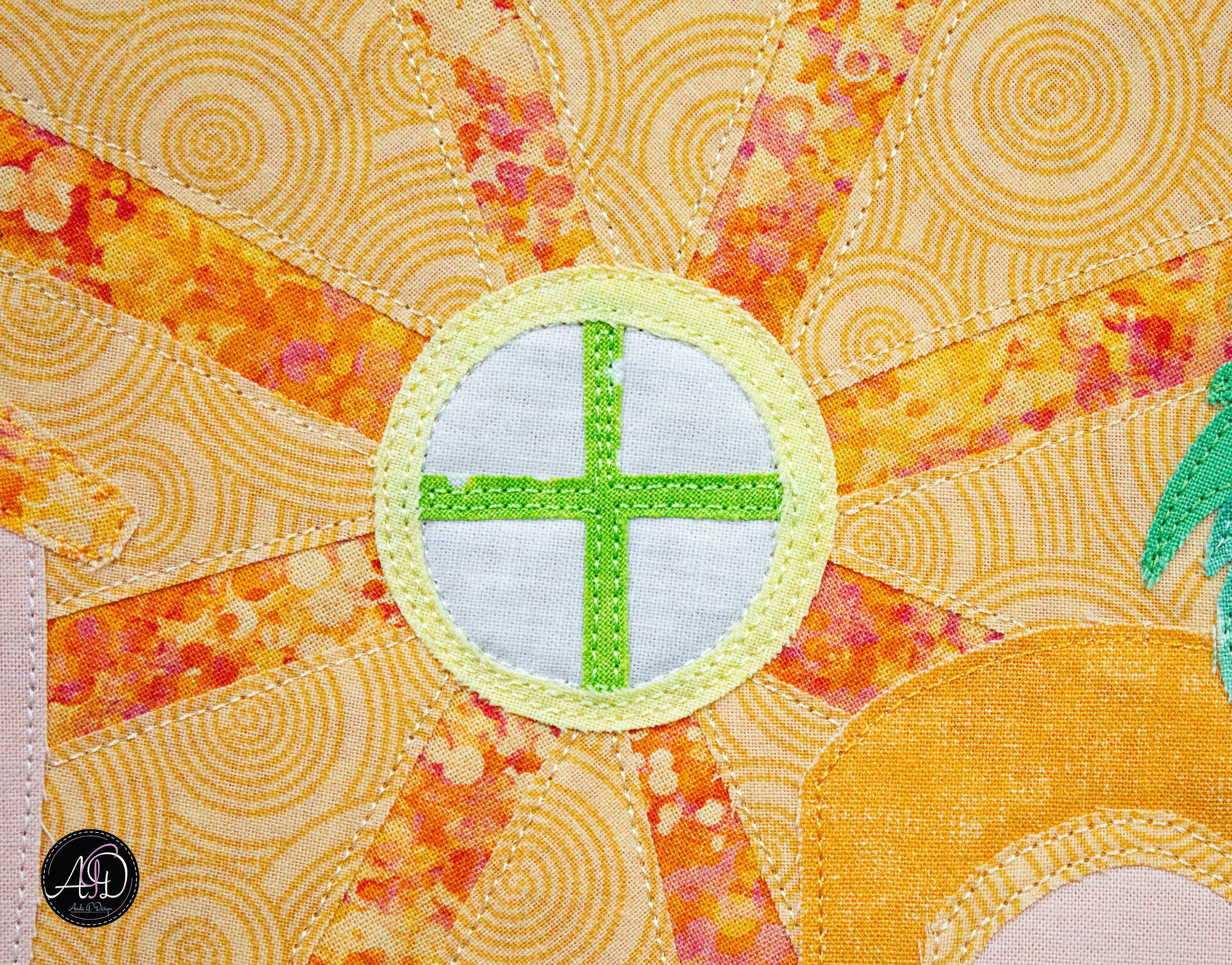 Quilted Applique Beach Orange Citrus House Wall Hanging
