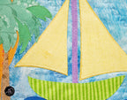 Quilted Applique Beach Orange Citrus House Wall Hanging
