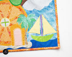 Quilted Applique Beach Orange Citrus House Wall Hanging