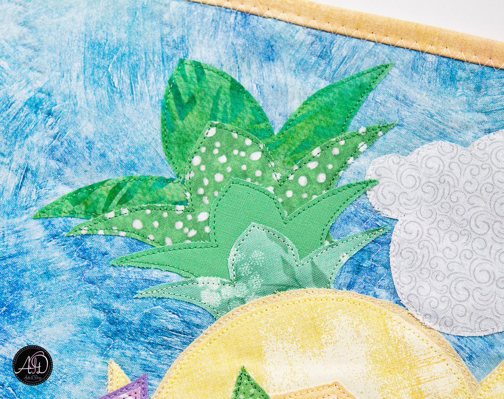 Quilted Applique Beach Pineapple House Wall Hanging