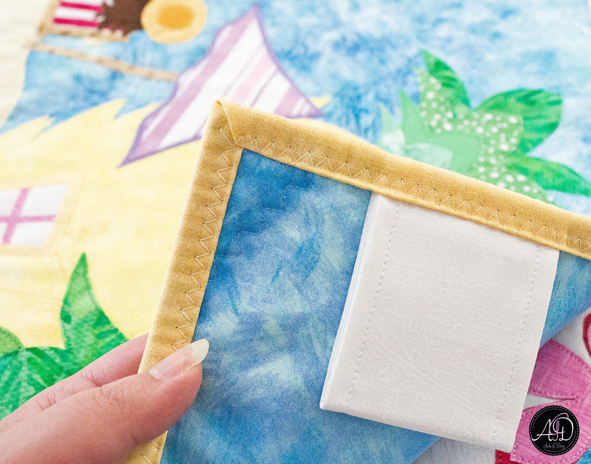 Quilted Applique Beach Pineapple House Wall Hanging