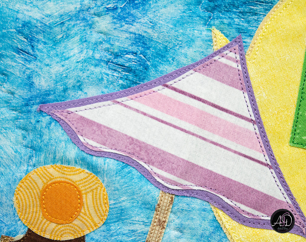 Quilted Applique Beach Pineapple House Wall Hanging