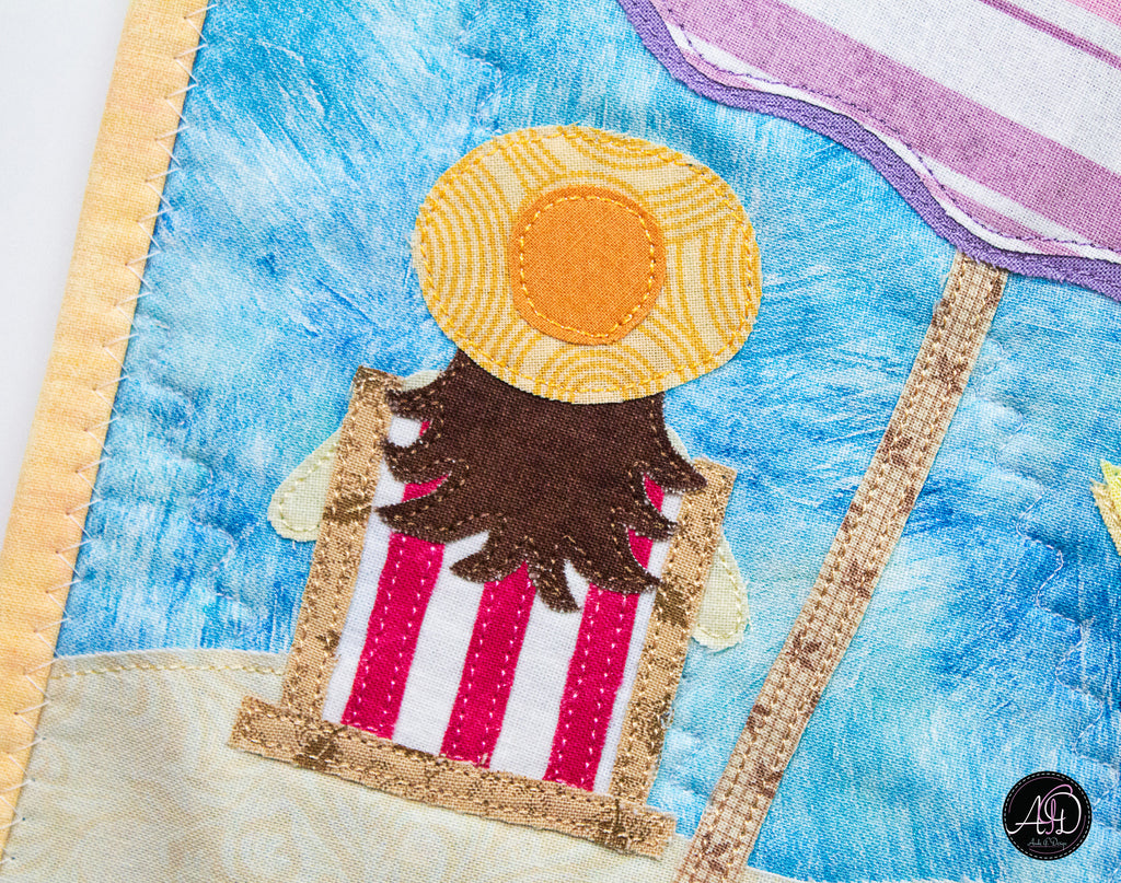 Quilted Applique Beach Pineapple House Wall Hanging