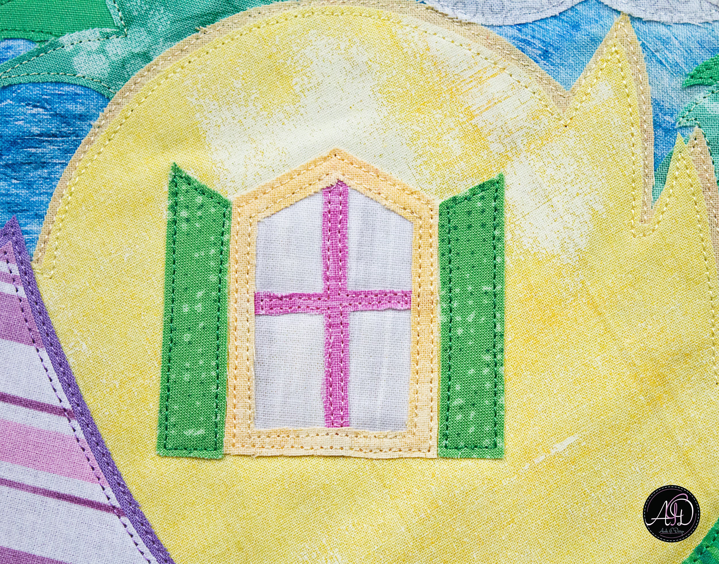 Quilted Applique Beach Pineapple House Wall Hanging