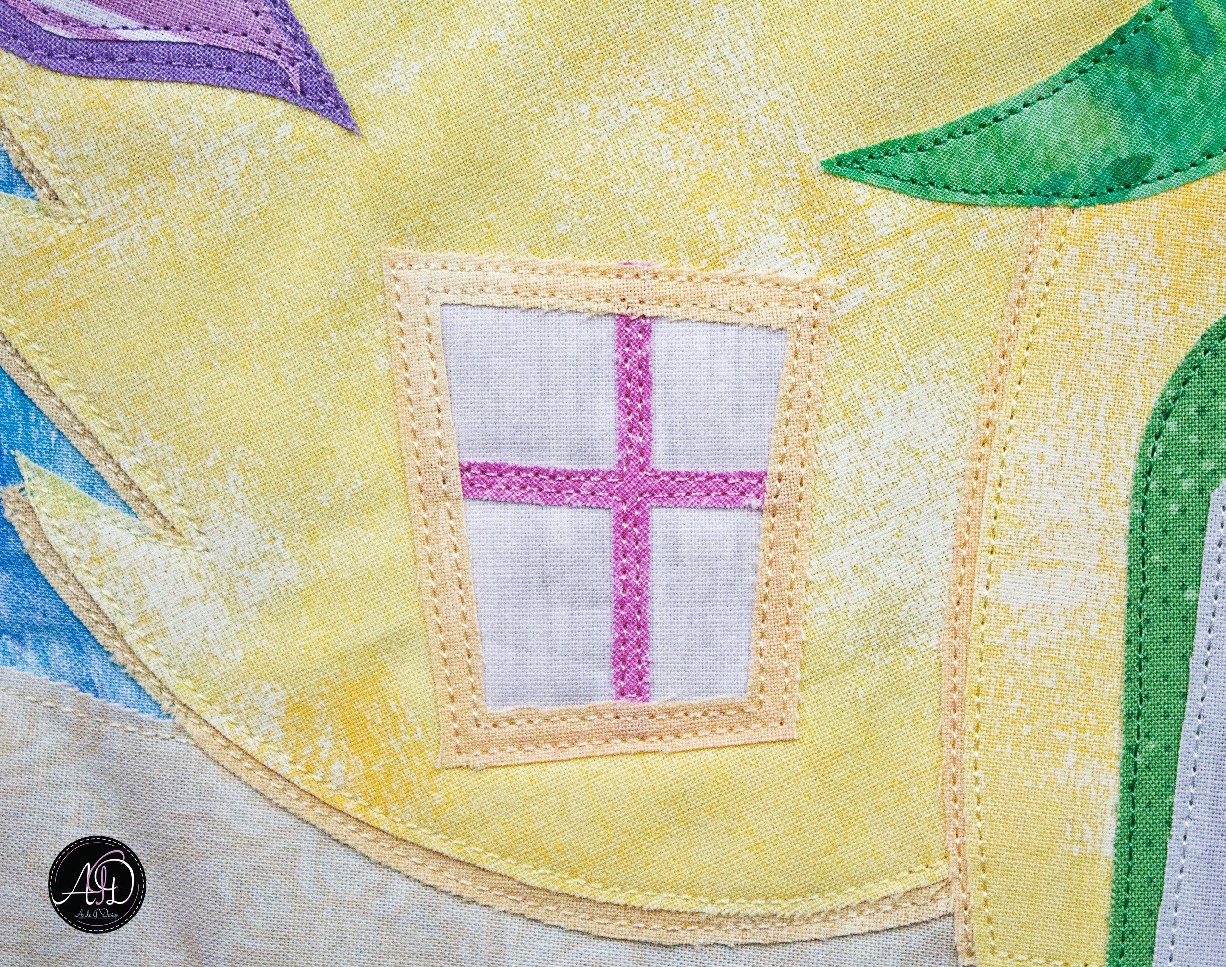 Quilted Applique Beach Pineapple House Wall Hanging