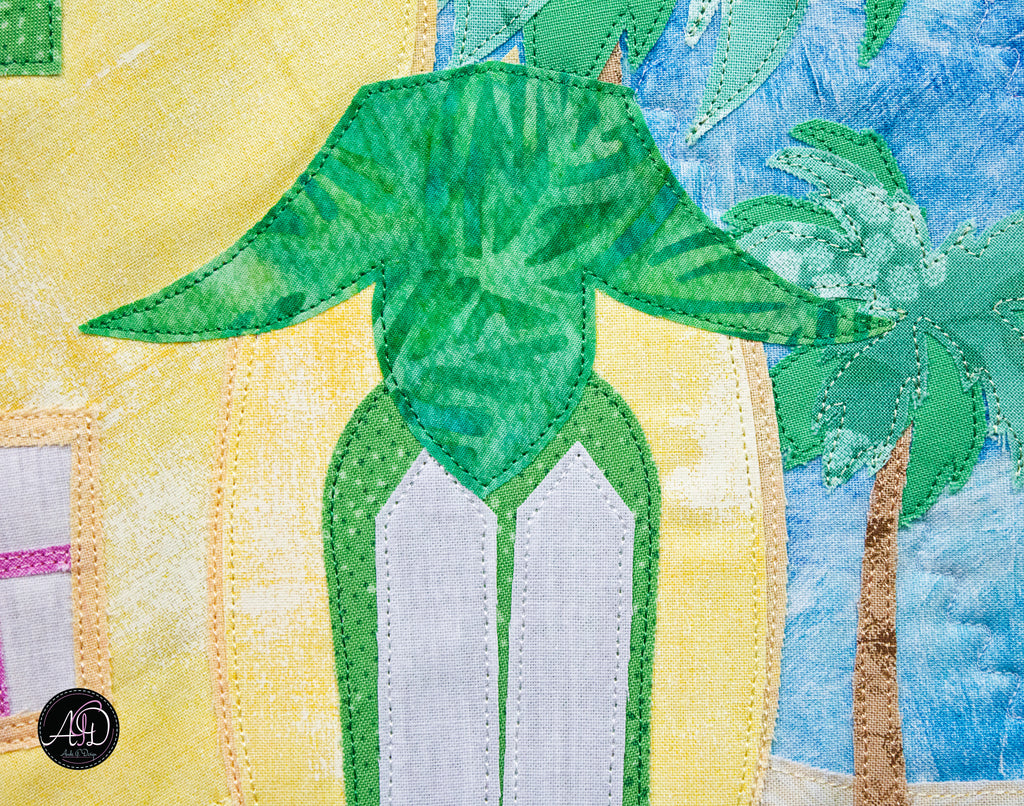 Quilted Applique Beach Pineapple House Wall Hanging