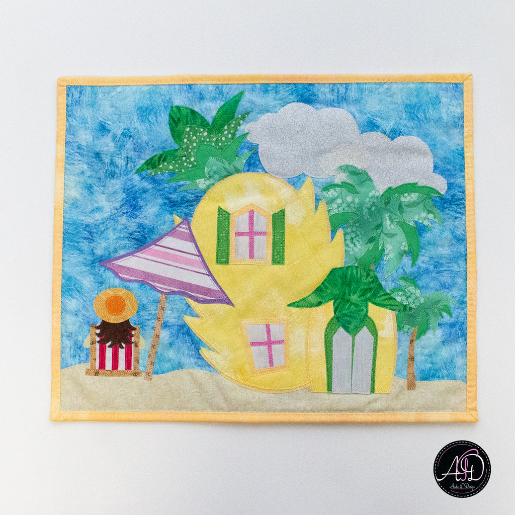 Quilted Applique Beach Pineapple House Wall Hanging