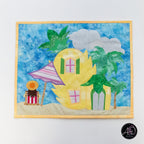 Quilted Applique Beach Pineapple House Wall Hanging