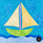 Quilted Applique Beach Sailboat Summer Table Runner