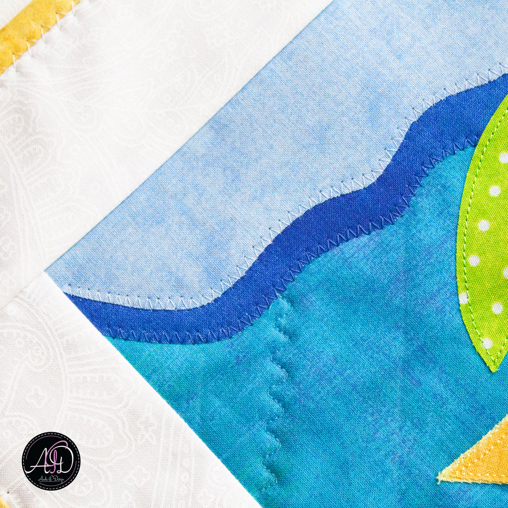 Quilted Applique Beach Sailboat Summer Table Runner