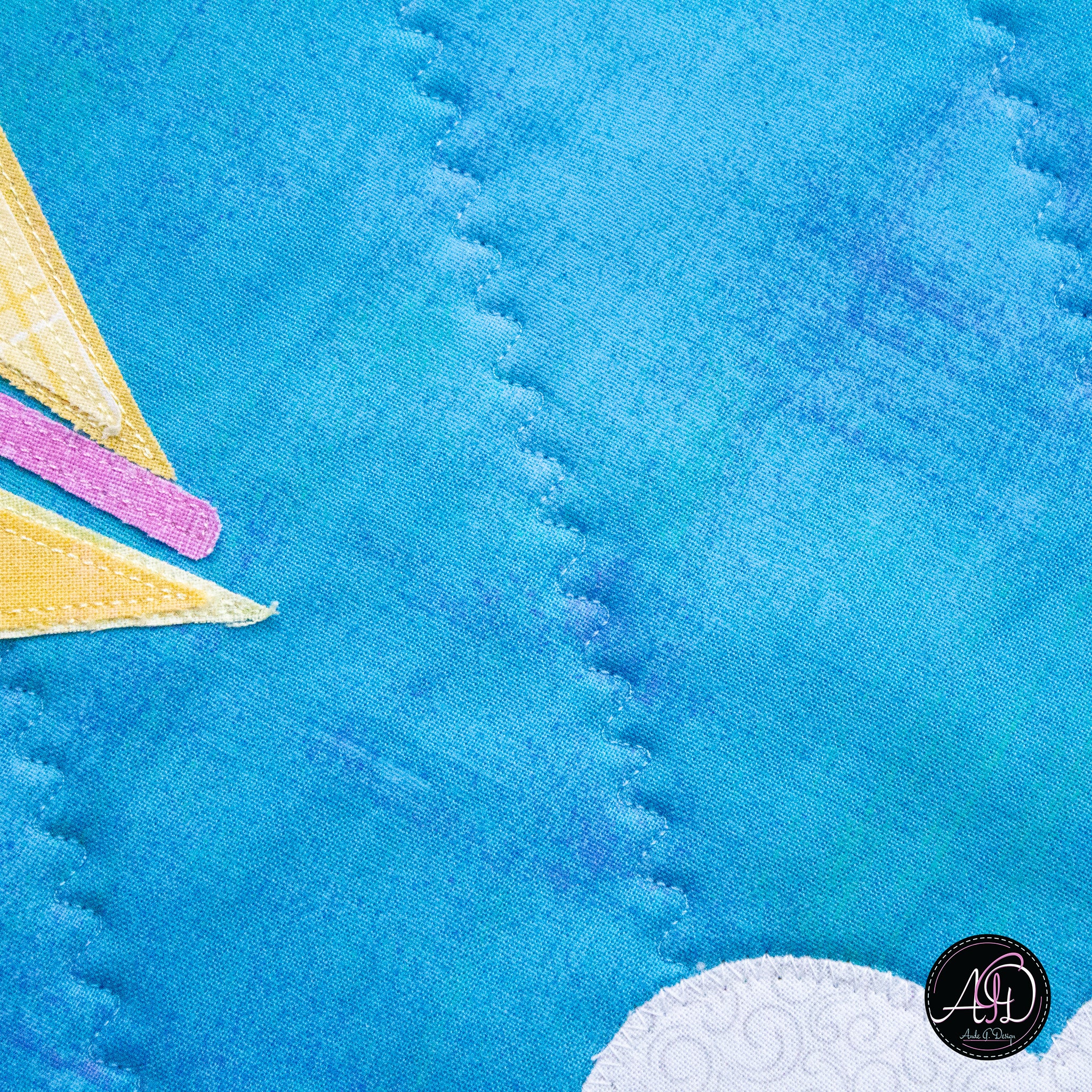 Quilted Applique Beach Sailboat Summer Table Runner