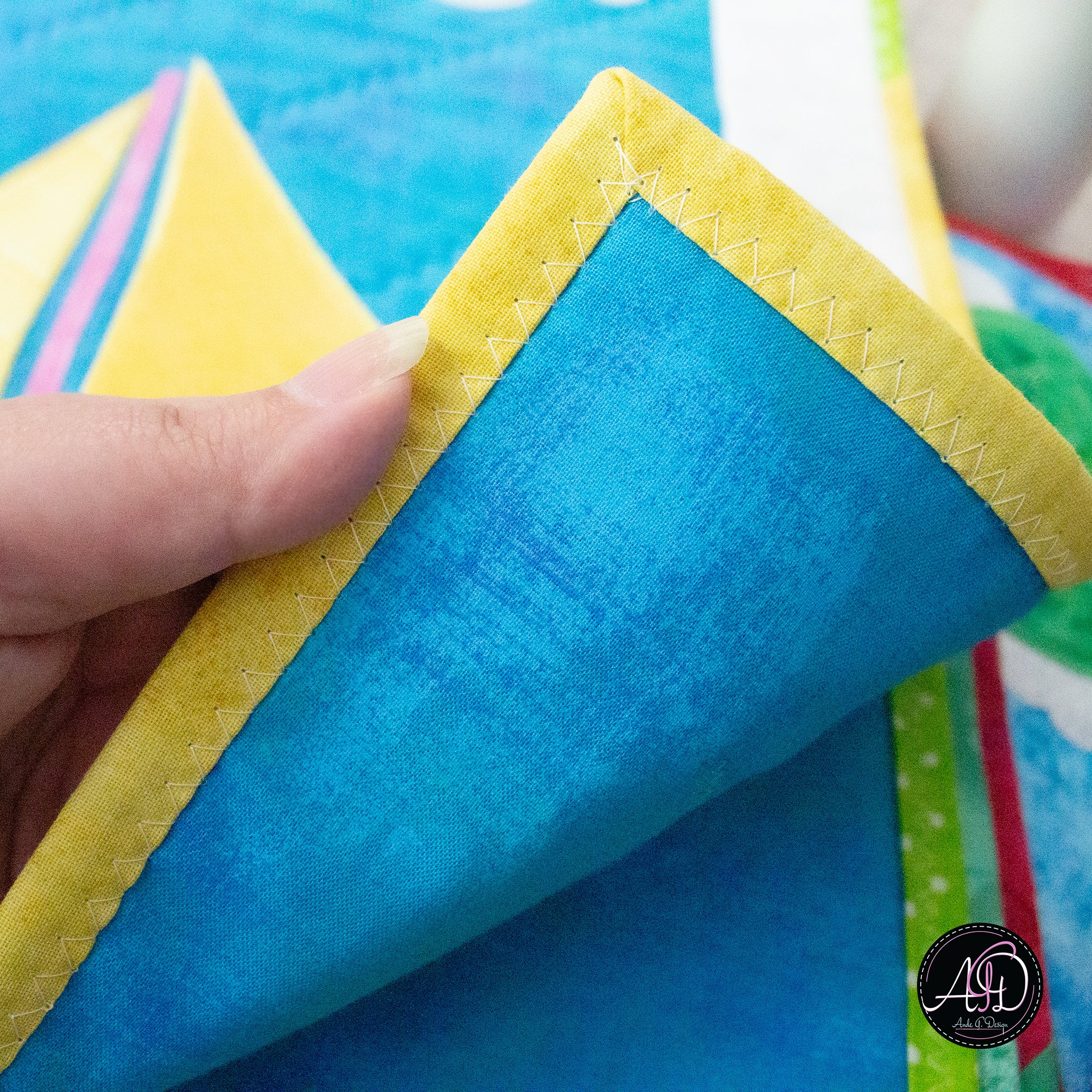 Quilted Applique Beach Sailboat Summer Table Runner