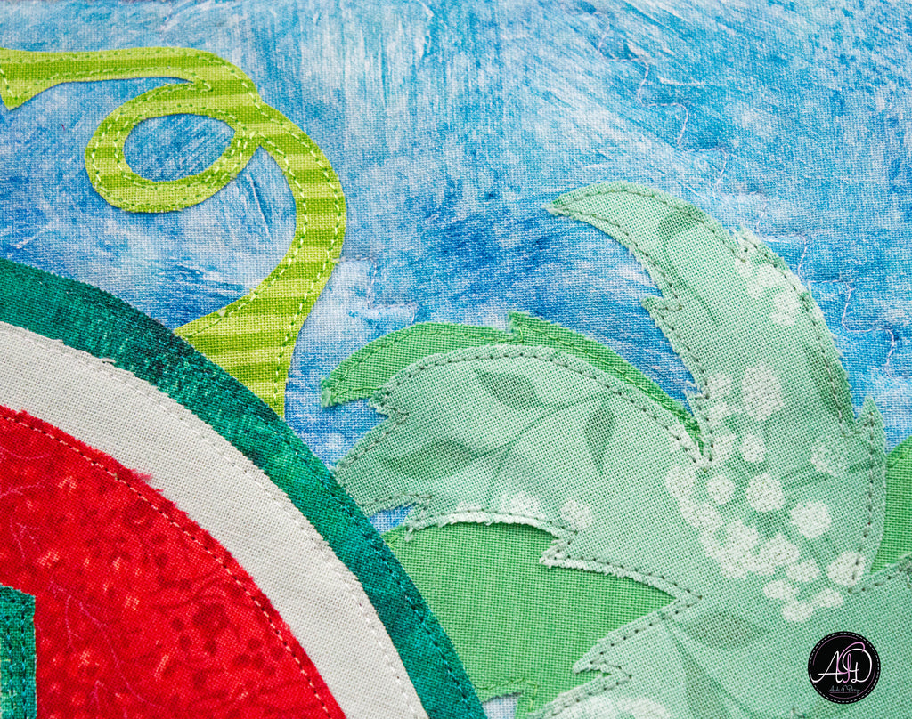 Quilted Applique Beach Watermelon House Wall Hanging