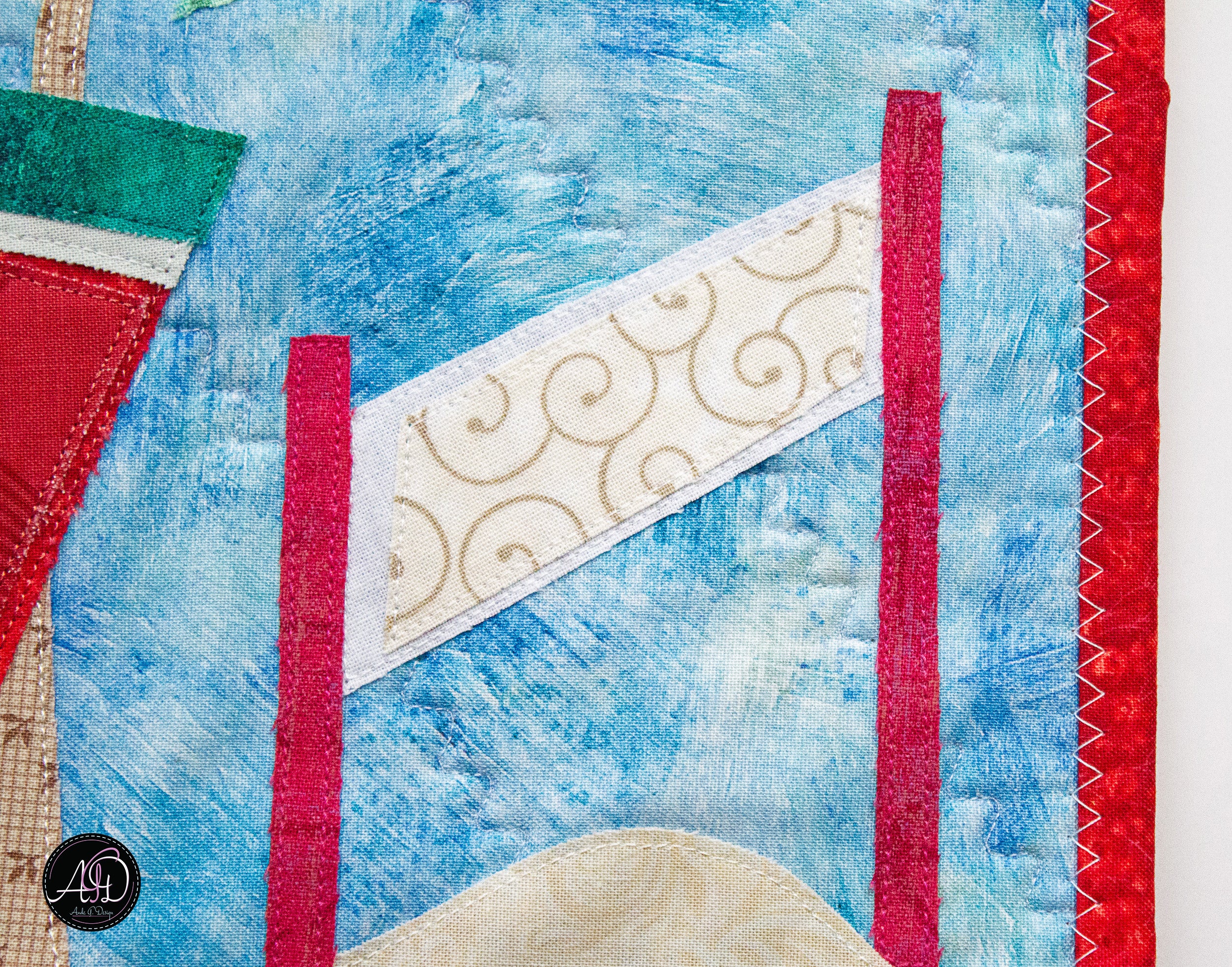 Quilted Applique Beach Watermelon House Wall Hanging